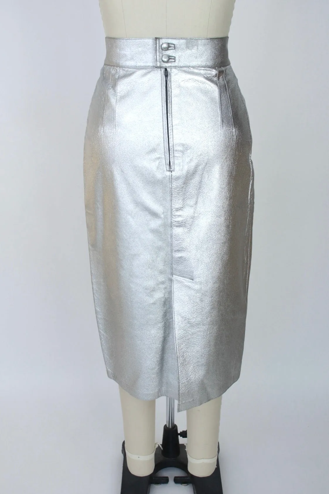 1990s Italian Metallic Leather Skirt