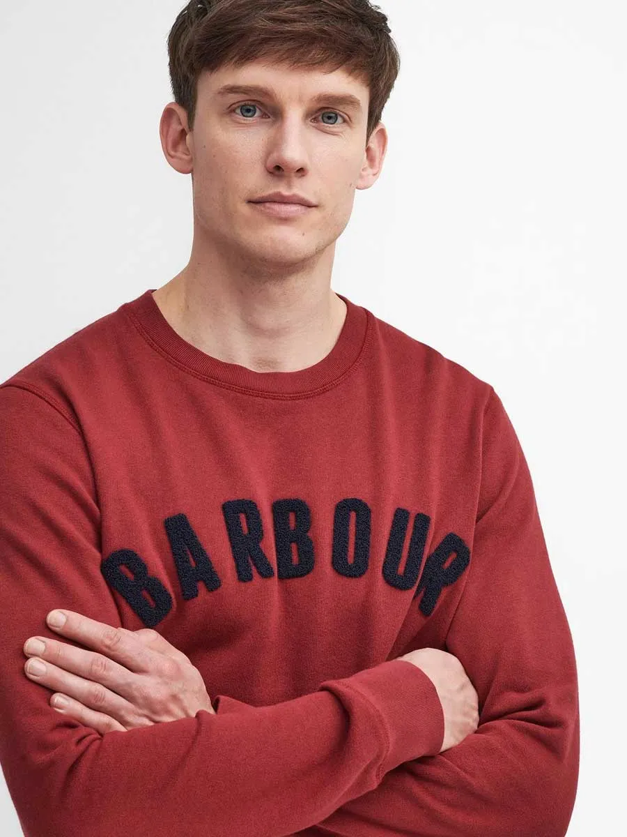 50% OFF BARBOUR Sweater - Mens Prep Logo Crew Neck - Highland Red