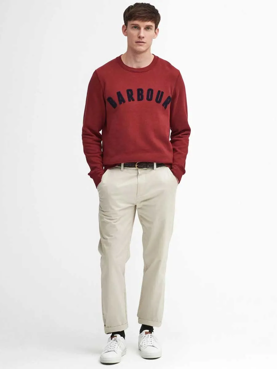 50% OFF BARBOUR Sweater - Mens Prep Logo Crew Neck - Highland Red