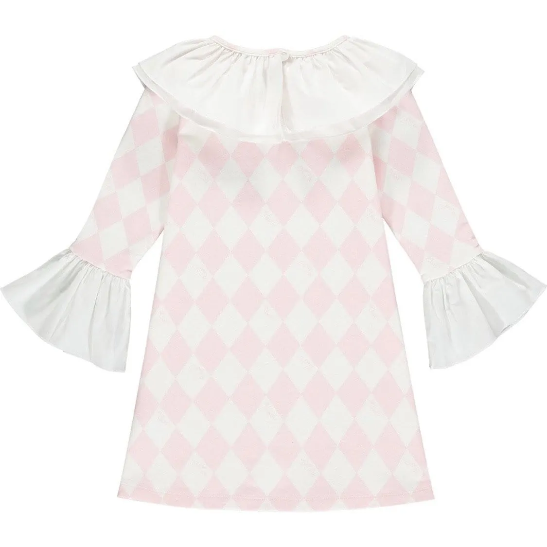 A Dee - Harlequin Frill Dress - Pink/White