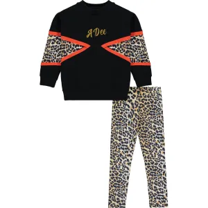 A DEE - Leopard Panel Sweatshirt Set - Black