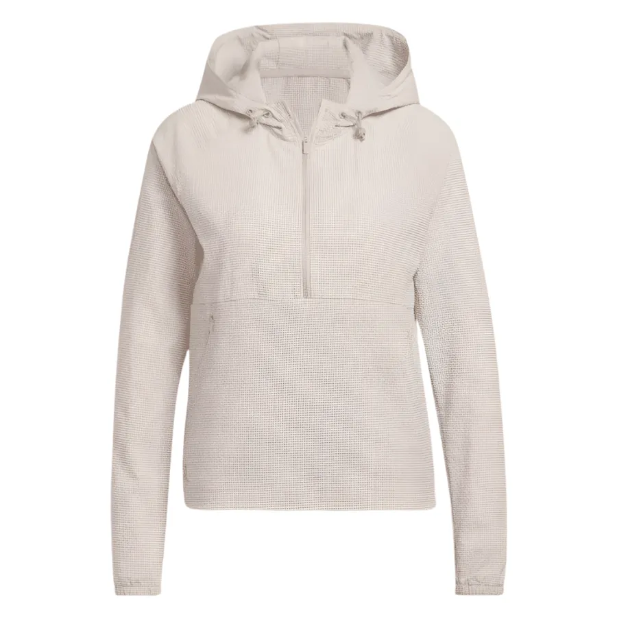 Adidas Ladies Seersucker 1/4-Zip Golf Hoodie - Brown