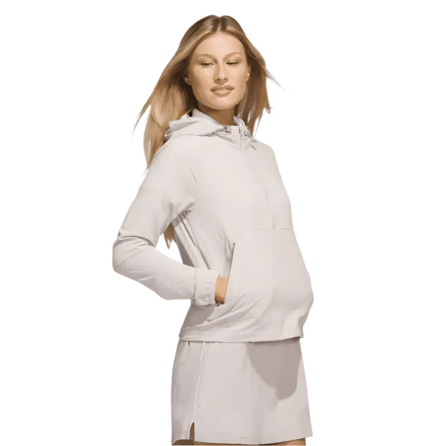Adidas Ladies Seersucker 1/4-Zip Golf Hoodie - Brown