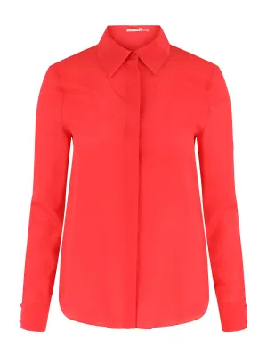 Alice   Olivia Willa Placket Top in Bright Ruby