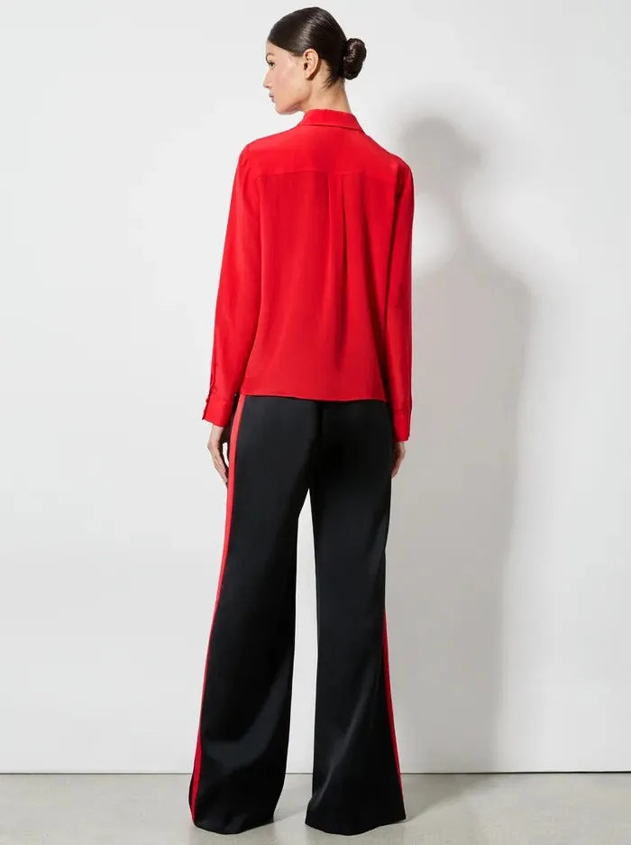 Alice   Olivia Willa Placket Top in Bright Ruby