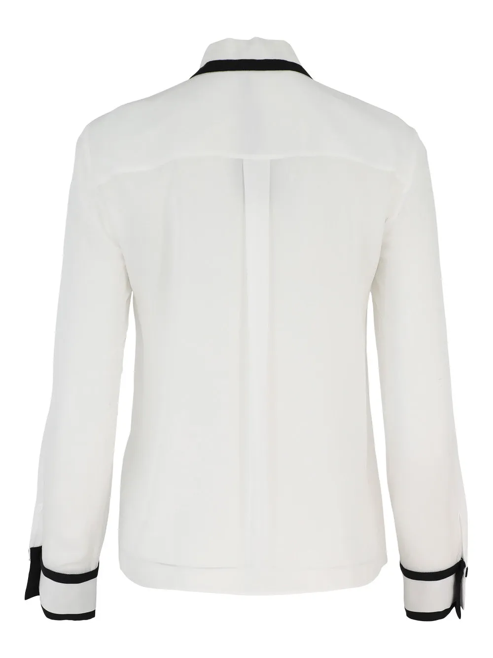 Alice   Olivia Willa Placket Top with Piping Detail in Off White/Black