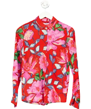 & Other Stories Red Collared Silk Shirt UK 6