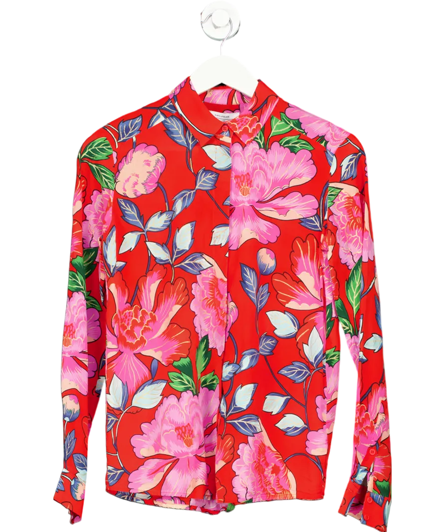 & Other Stories Red Collared Silk Shirt UK 6