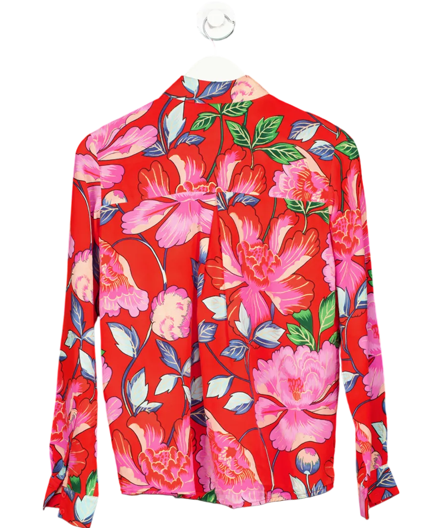 & Other Stories Red Collared Silk Shirt UK 6