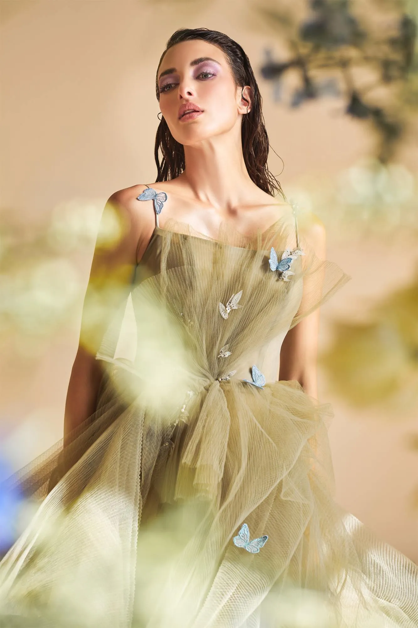 Andrea & Leo A1113 Dancing Butterflies Plisse Ball Gown