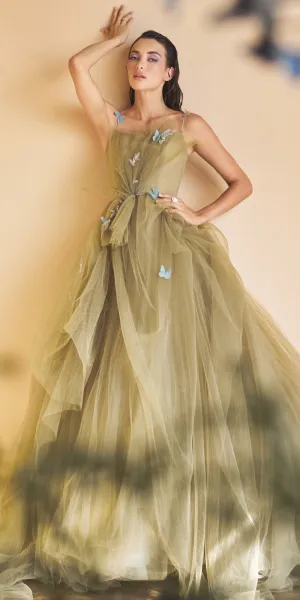 Andrea & Leo A1113 Dancing Butterflies Plisse Ball Gown
