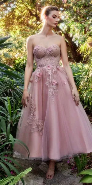 Andrea & Leo A1195 Tea Length Butterfly Garden Tea Gown