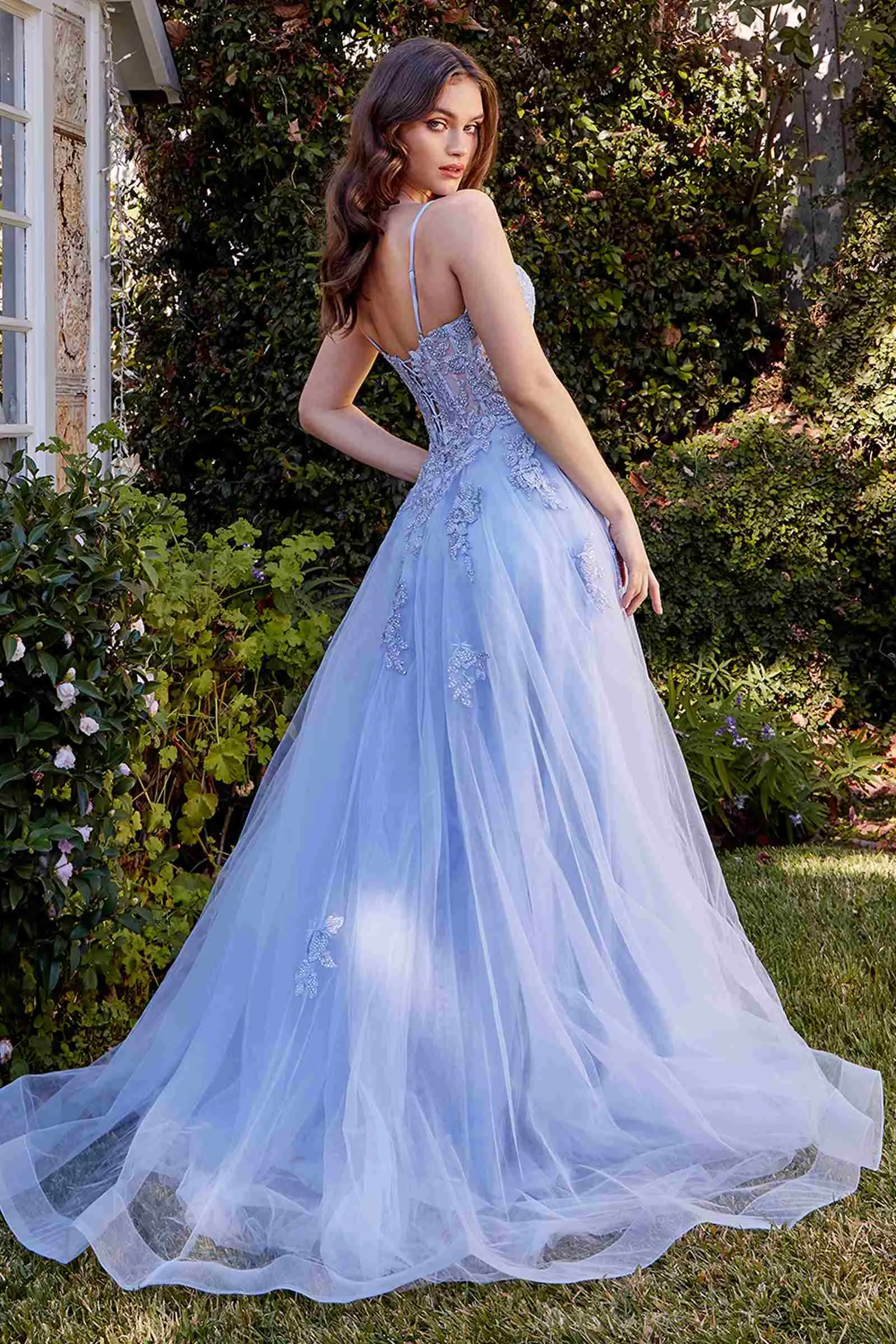 Andrea & Leo A1417 Dress Lace Appliqued A-Line Layered Tulle Gown