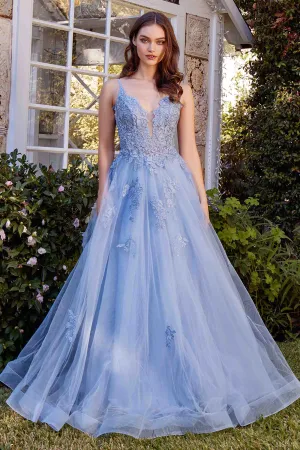 Andrea & Leo A1417 Dress Lace Appliqued A-Line Layered Tulle Gown