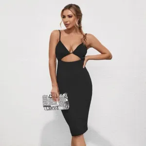 Back To Basic Rib Knit Cut Out Bralette Dress