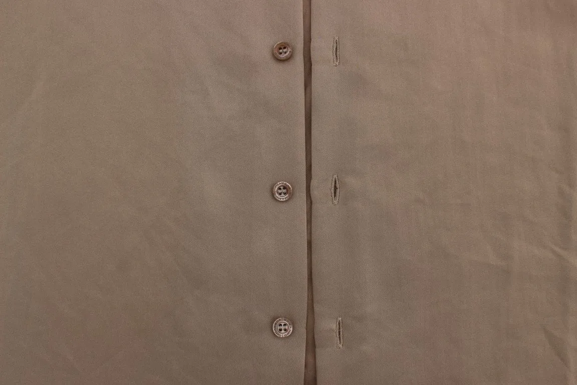 Beige Shiny Silk Casual Shirt