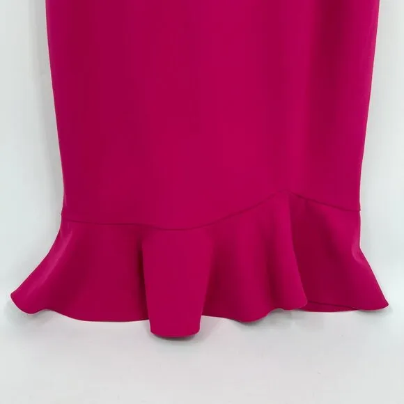 Betsey Johnson Pink Ruffle Hem Pencil Midi Dress | Size 12