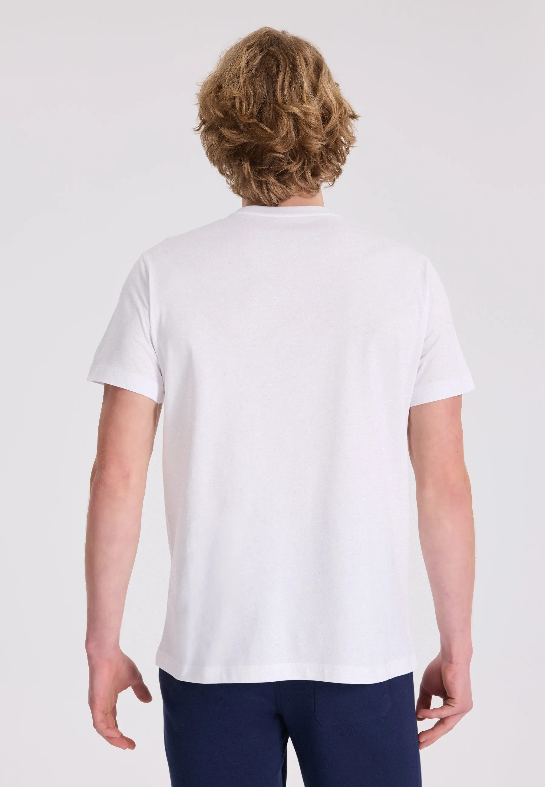 Beyaz Baskılı Bisiklet Yaka Pamuklu Regular Fit Erkek T-Shirt WMVACA PUNTA CANA