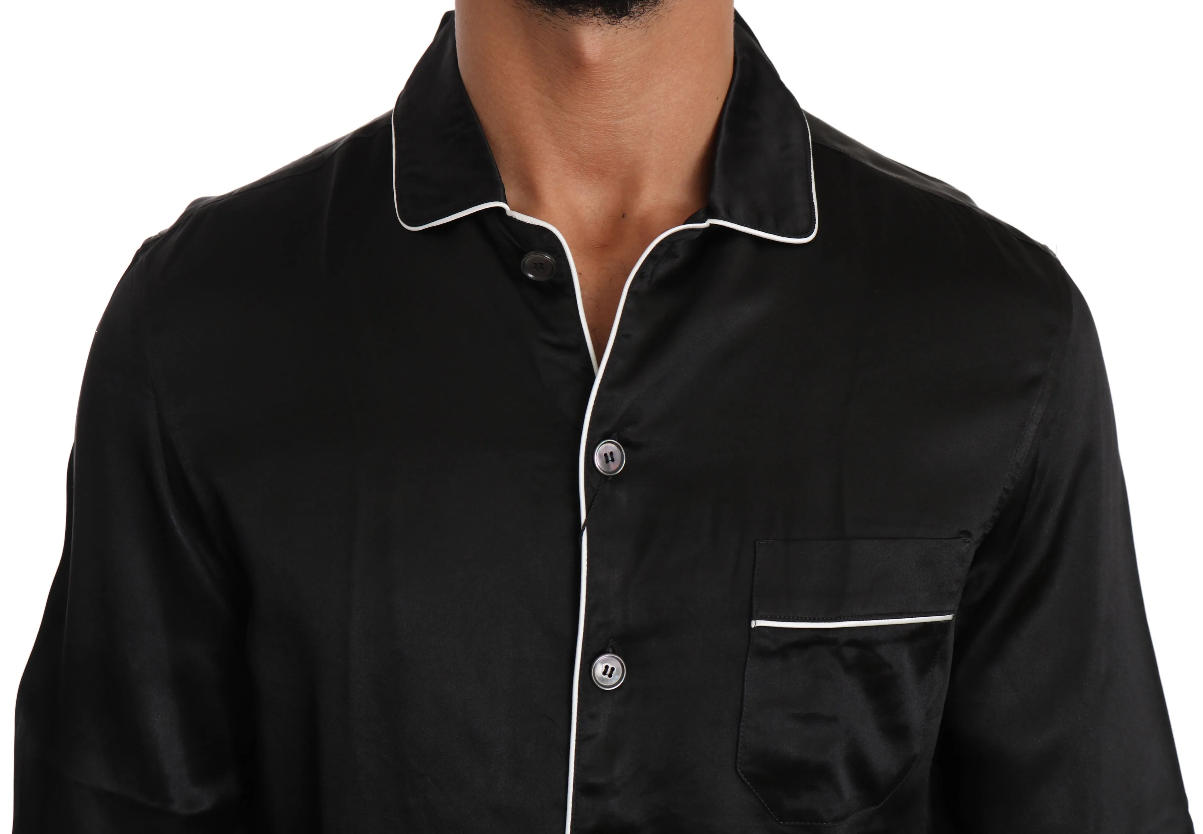 Black 100% Silk Casual Lounge Shirt