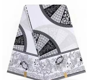 Black Original African Prints Cotton Wrapper Fabric