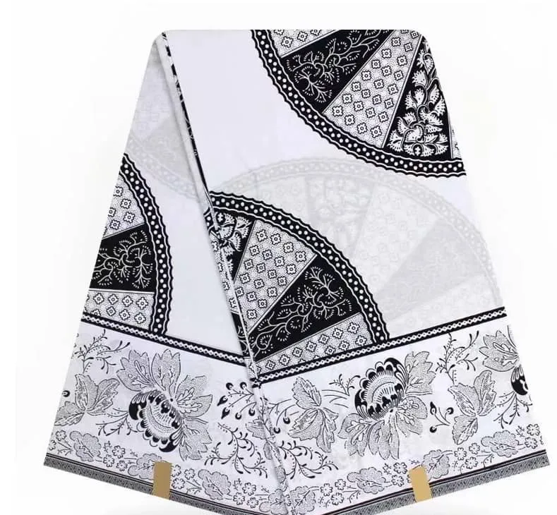Black Original African Prints Cotton Wrapper Fabric