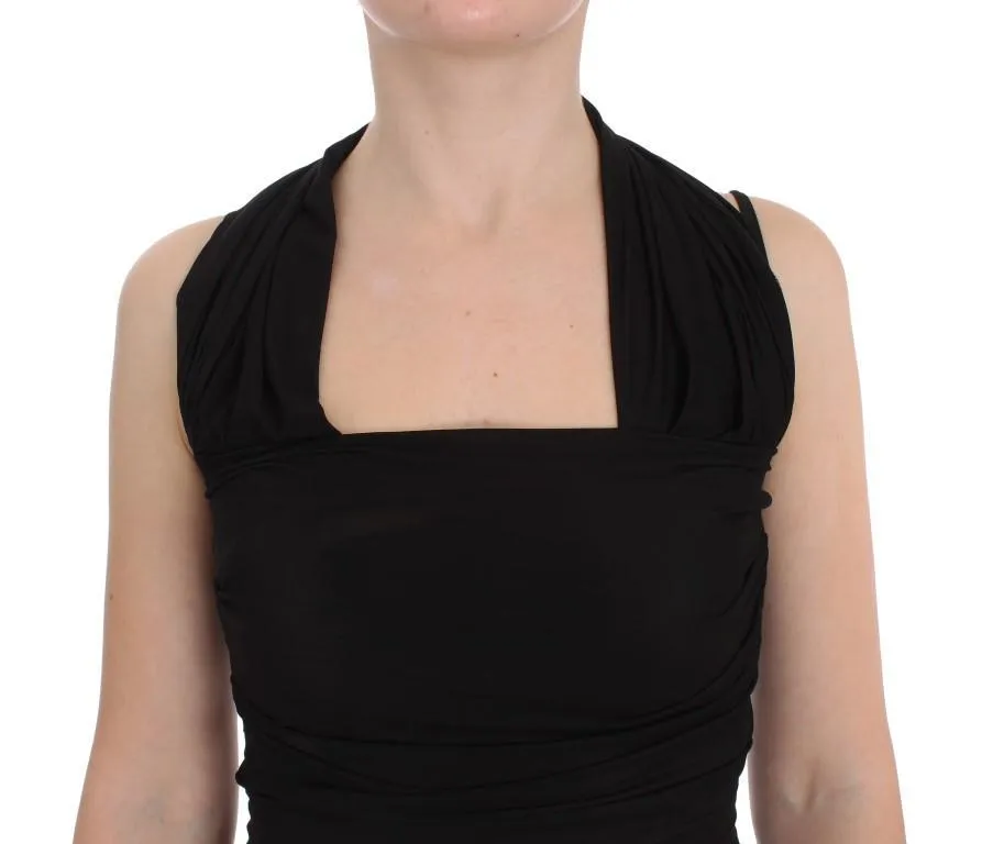 Black Silk Sleeveless Blouse Top
