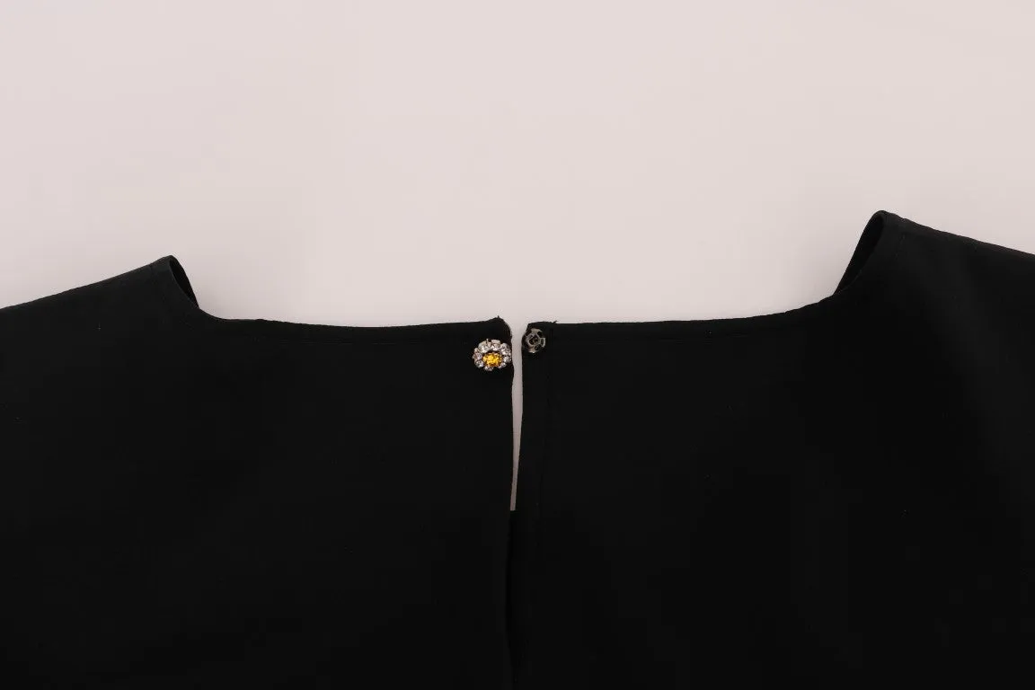 Black Silk Top T-shirt Crystal Blouse