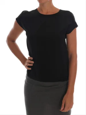 Black Silk Top T-shirt Crystal Blouse