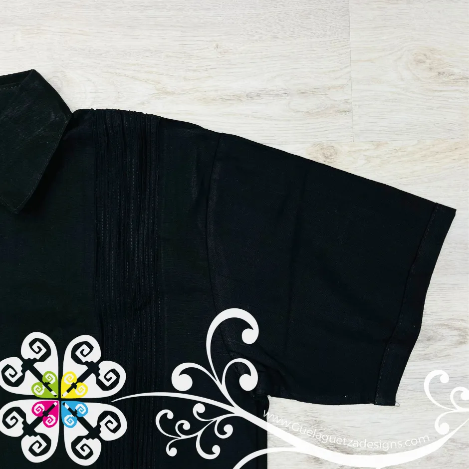 Black String Flowers - Embroider Men Shirt
