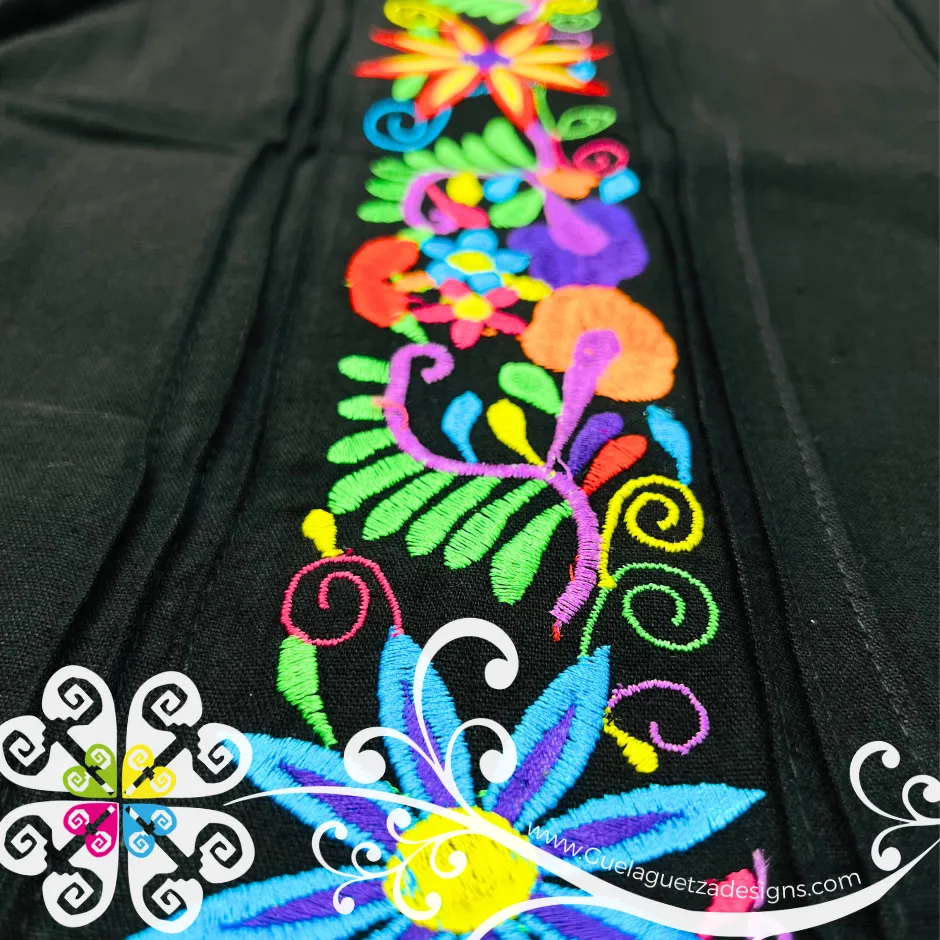 Black String Flowers - Embroider Men Shirt