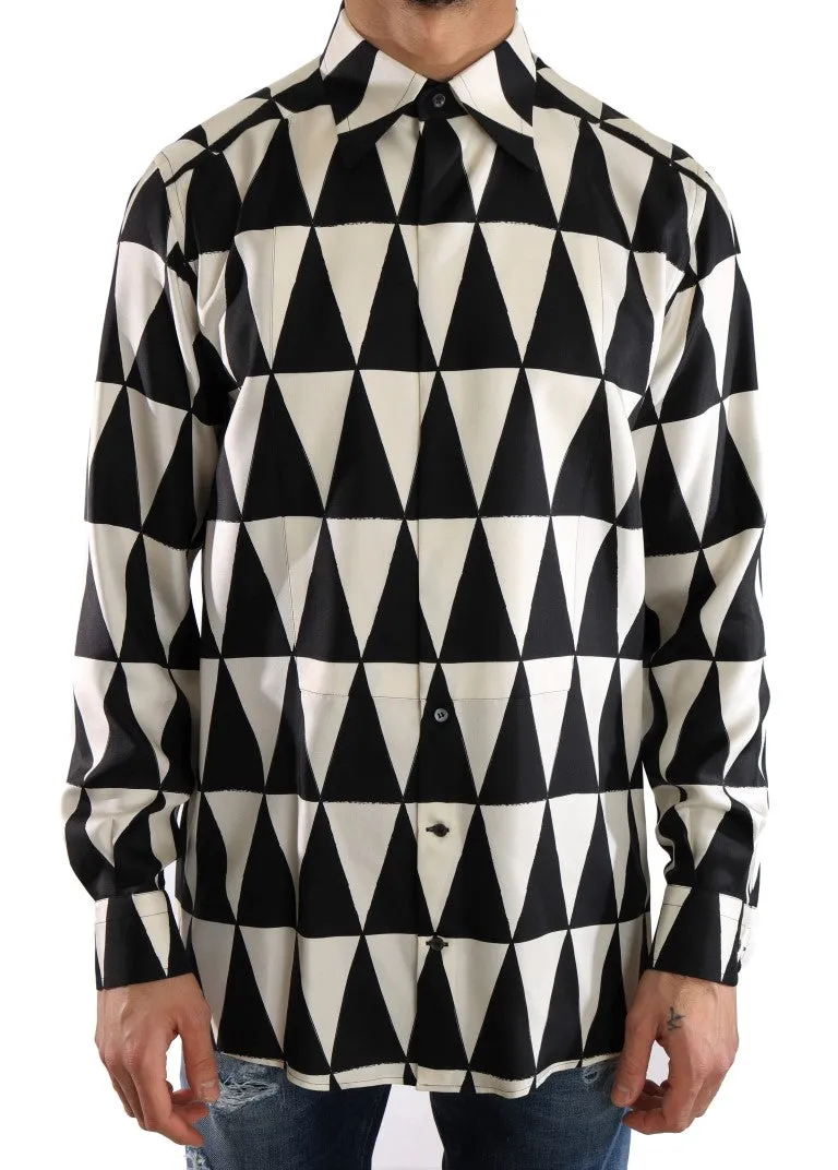 Black White Silk Triangle Shirt
