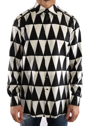 Black White Silk Triangle Shirt