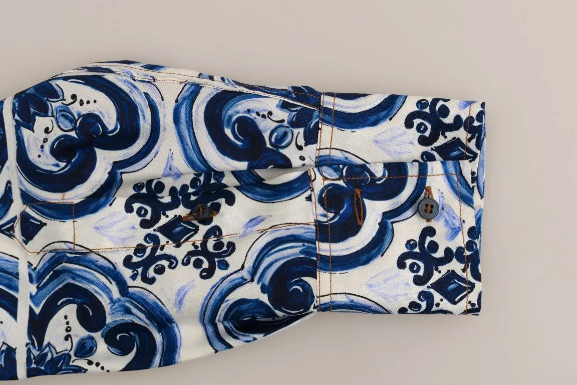 Blue Denim Cotton Majolica Silk Shirt