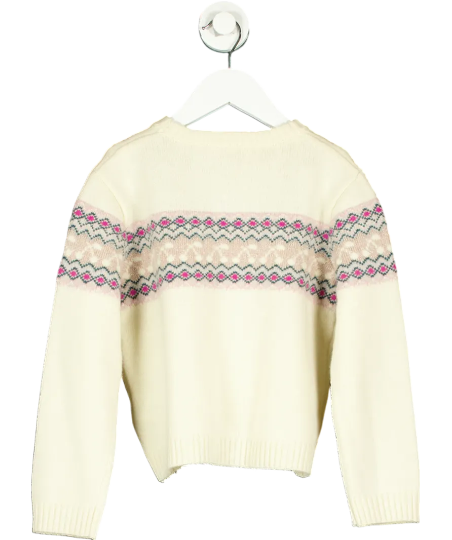 Bonpoint Cream Cherry Print Wool Sweater 8 Years