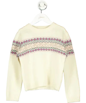 Bonpoint Cream Cherry Print Wool Sweater 8 Years