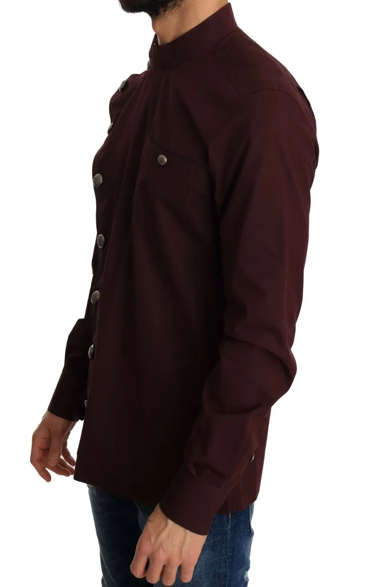 Bordeaux Cotton Silver Buttons Shirt