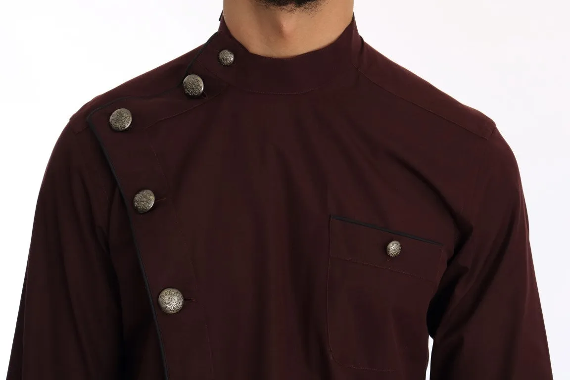 Bordeaux Cotton Silver Buttons Shirt