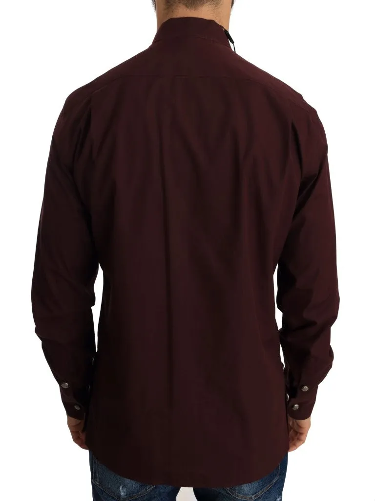 Bordeaux Cotton Silver Buttons Shirt