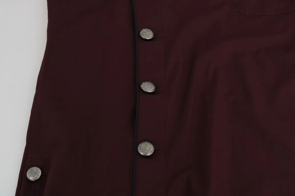 Bordeaux Cotton Silver Buttons Shirt