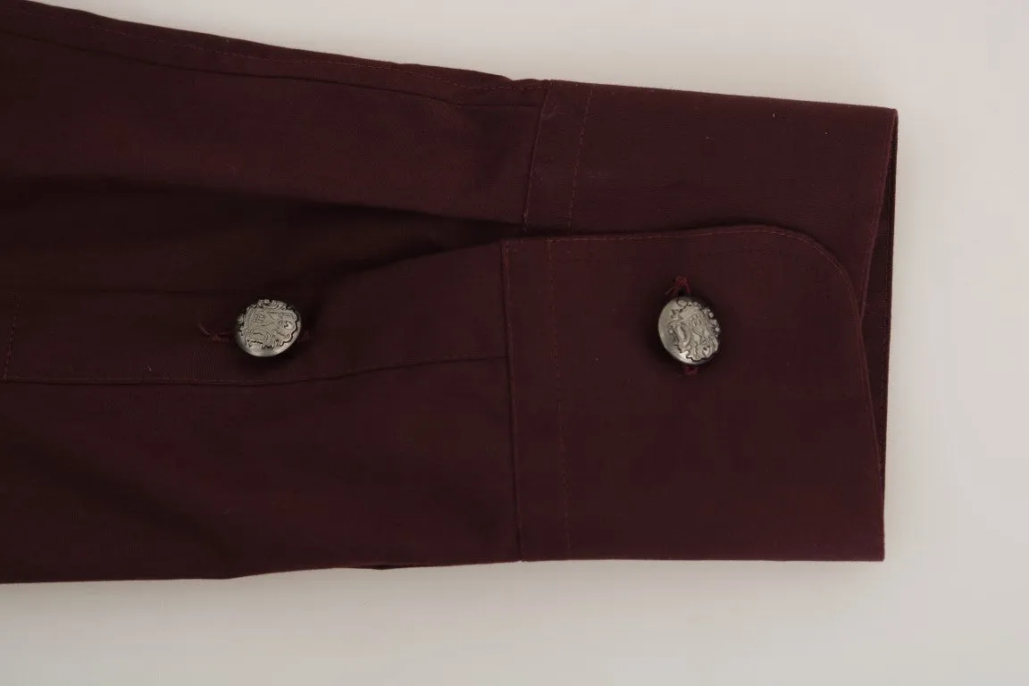 Bordeaux Cotton Silver Buttons Shirt