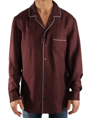 Bordeaux White Polka Dot Silk Shirt