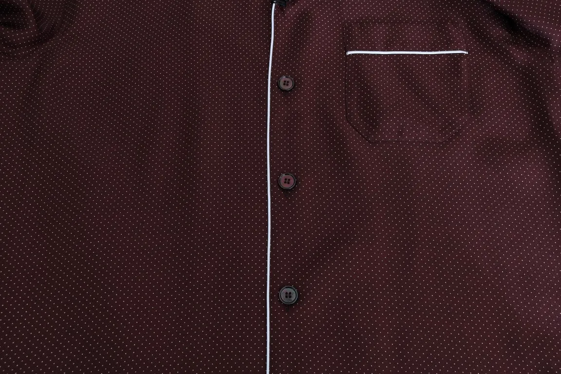 Bordeaux White Polka Dot Silk Shirt