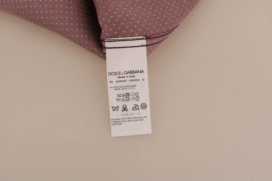 Bordeaux White Polka Dot Silk Shirt
