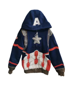 BOY SIZE (9/10 YEARS) - DISNEY, Captin America, Thick Zippered Hoodie VGUC B34