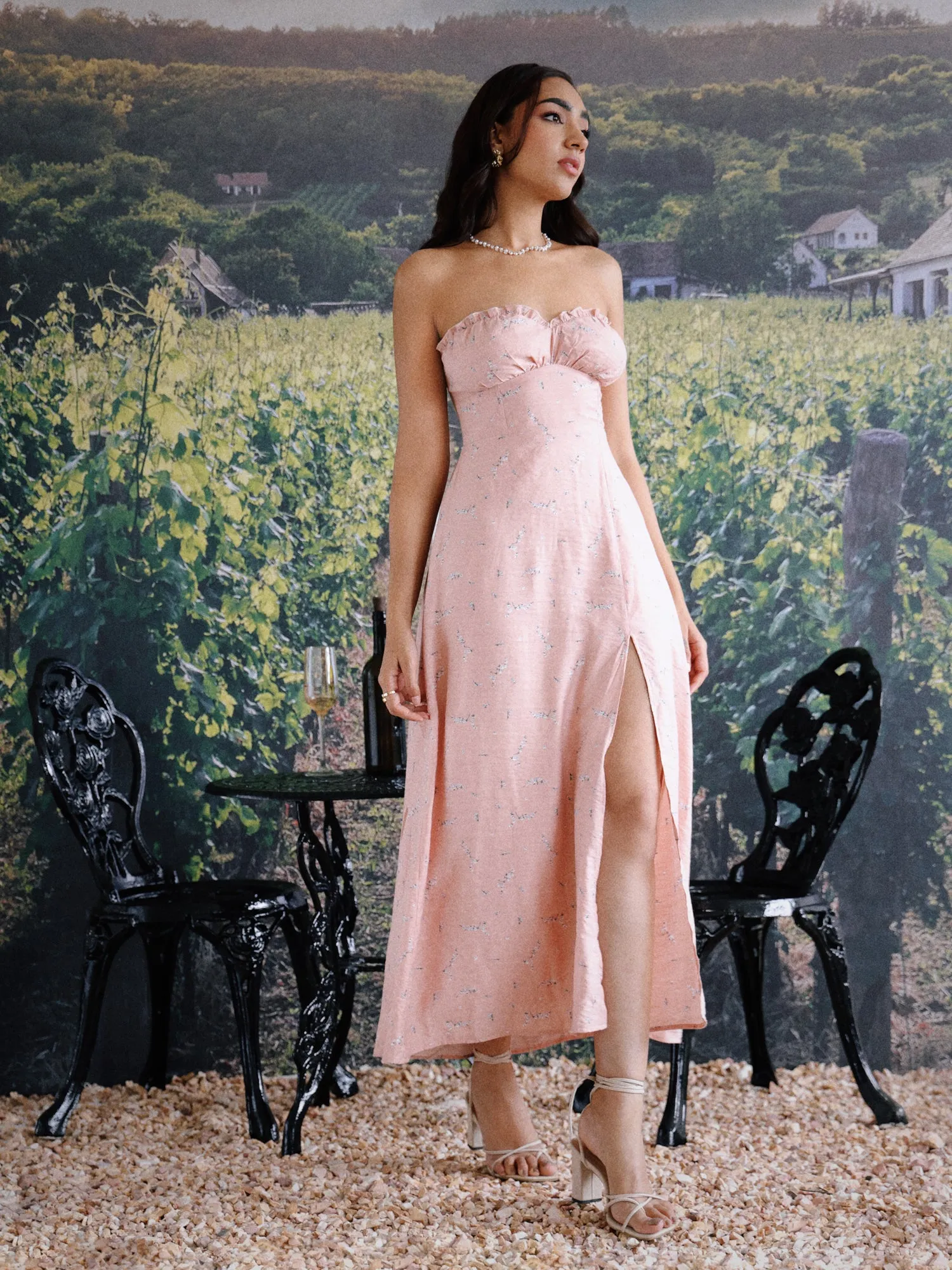 Bustier Detail Back Tieup Midi Dress