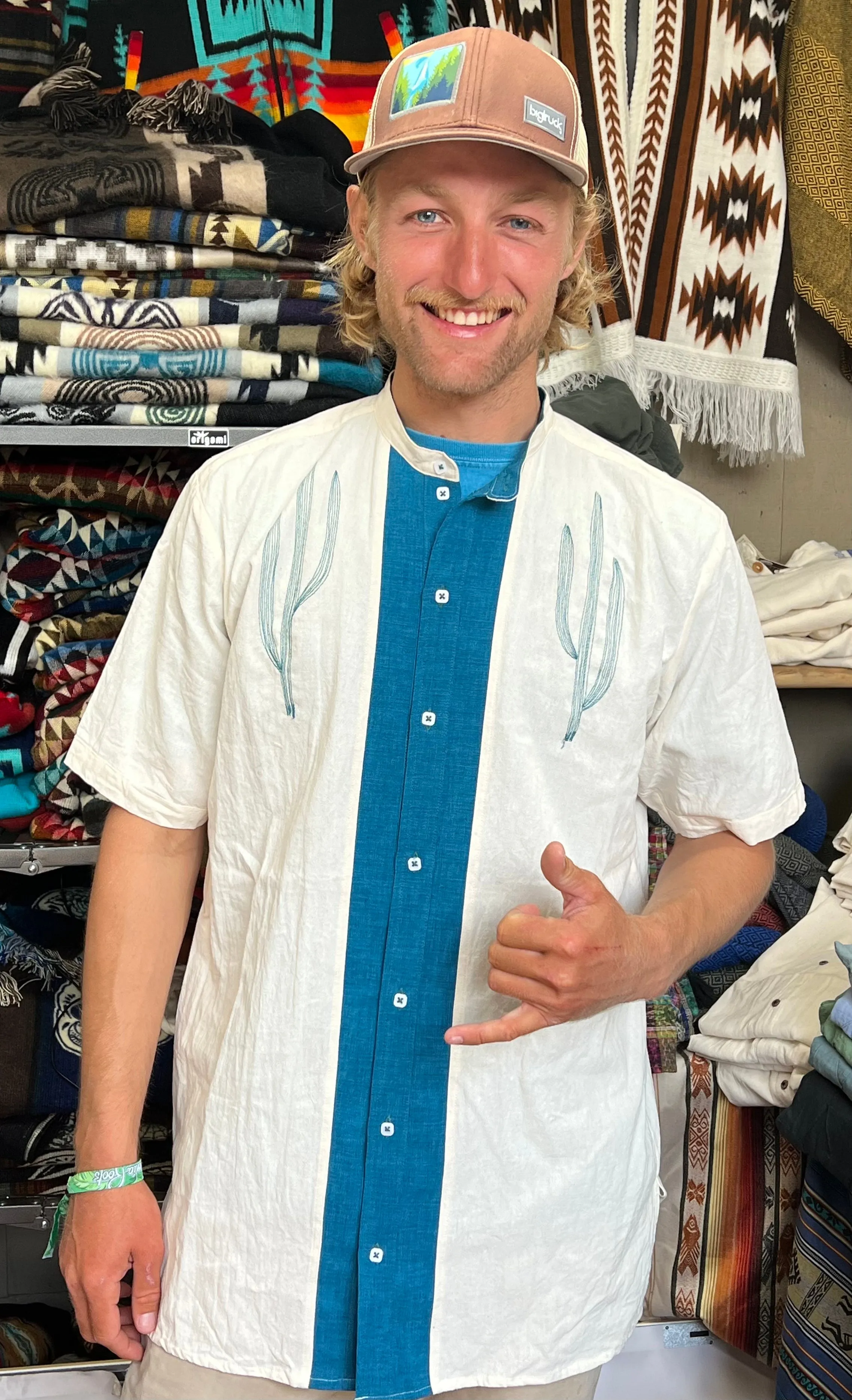 Cactus Azul Men’s Camisa