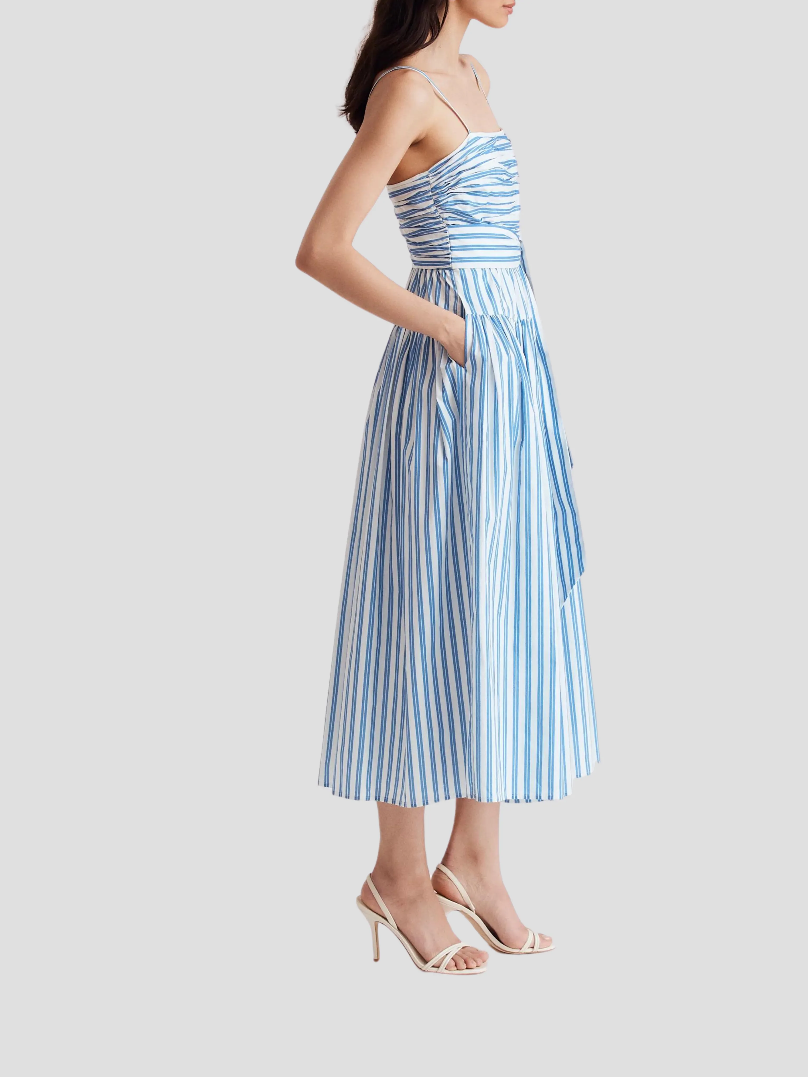 Cameron Ruched Tiered Midi Dress