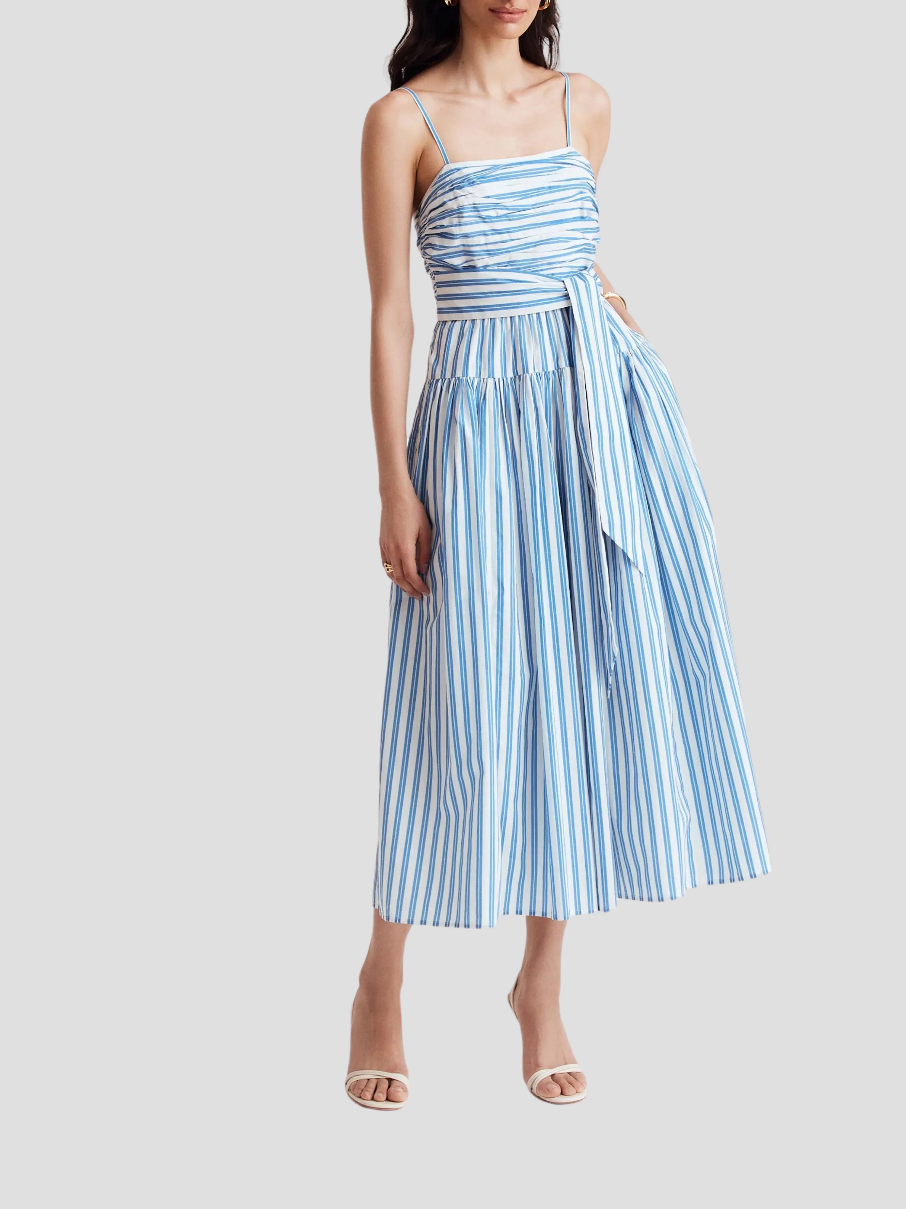 Cameron Ruched Tiered Midi Dress