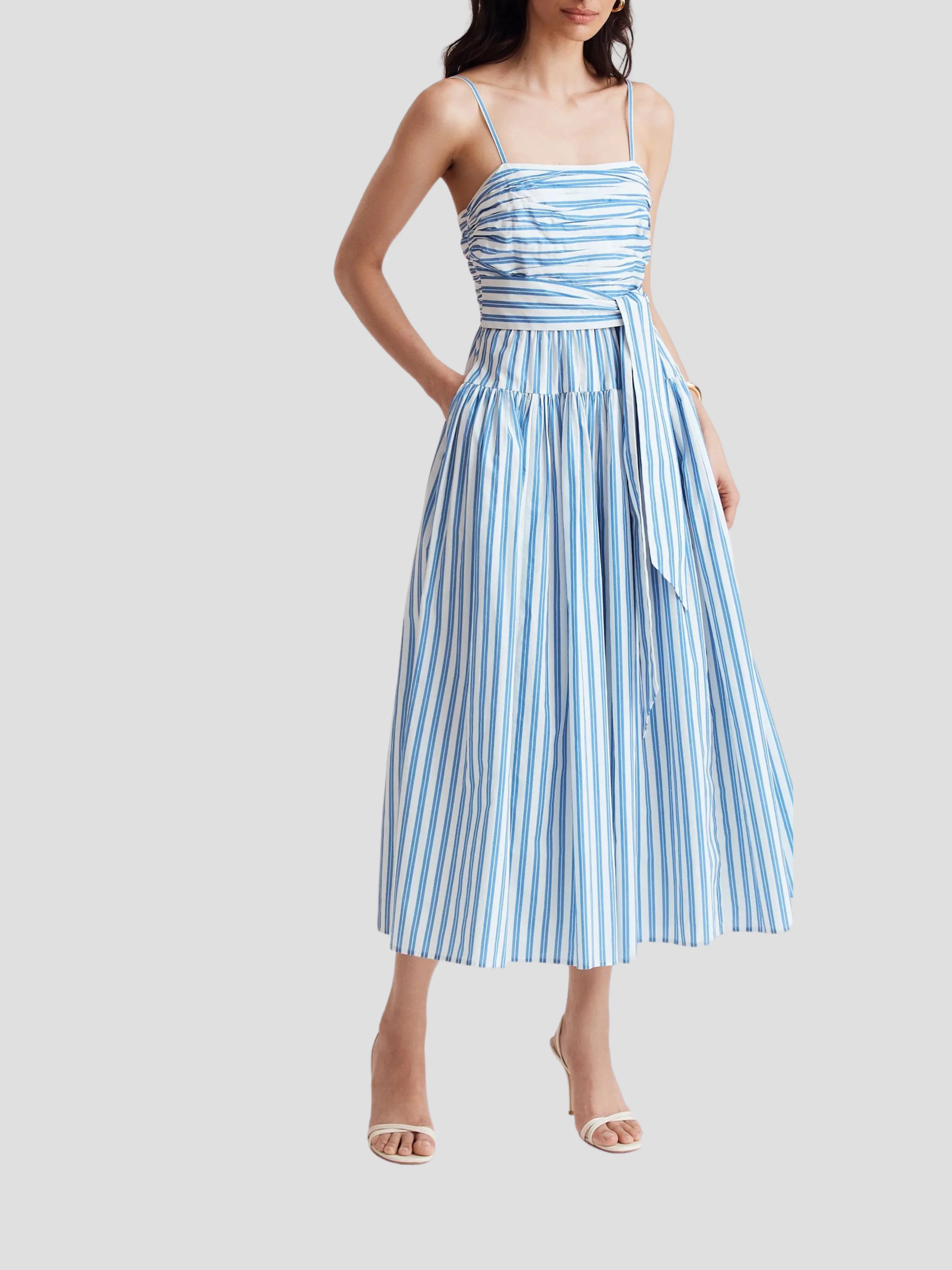 Cameron Ruched Tiered Midi Dress