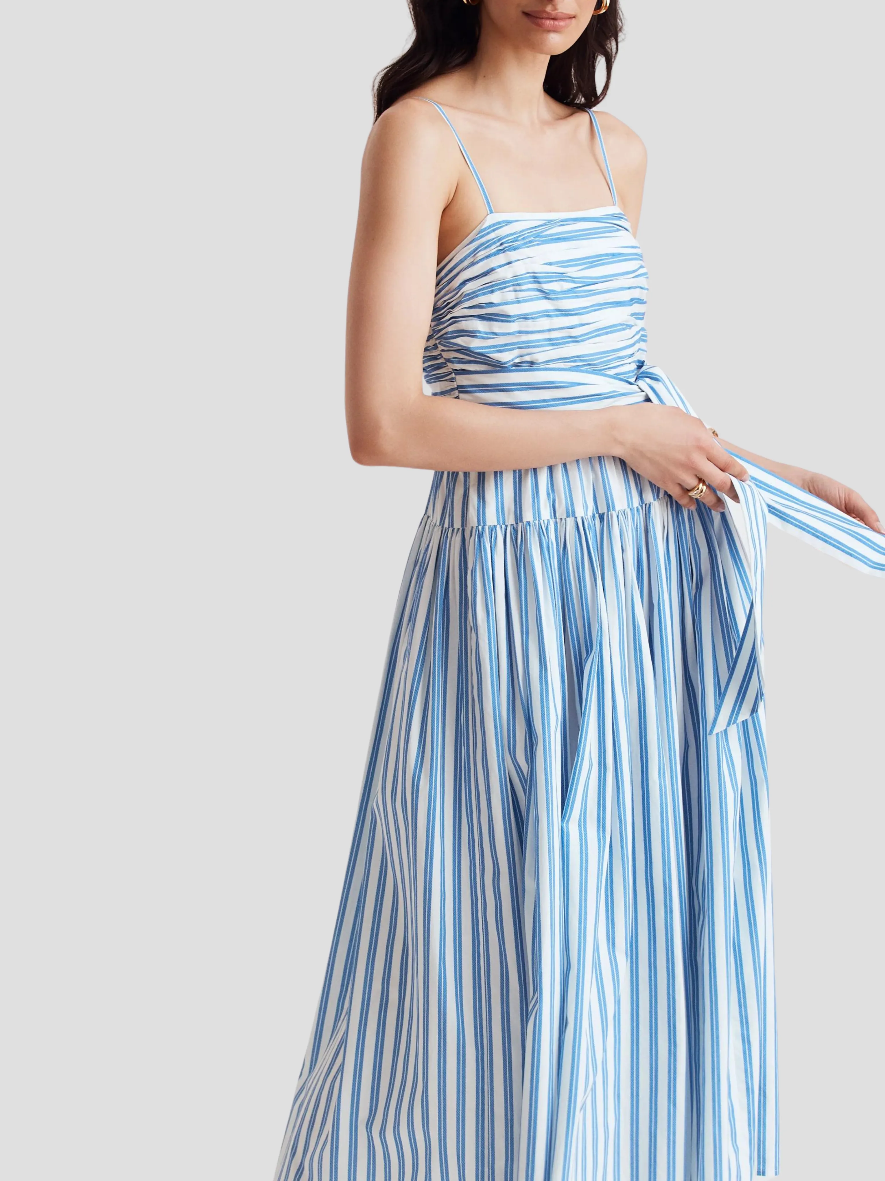 Cameron Ruched Tiered Midi Dress